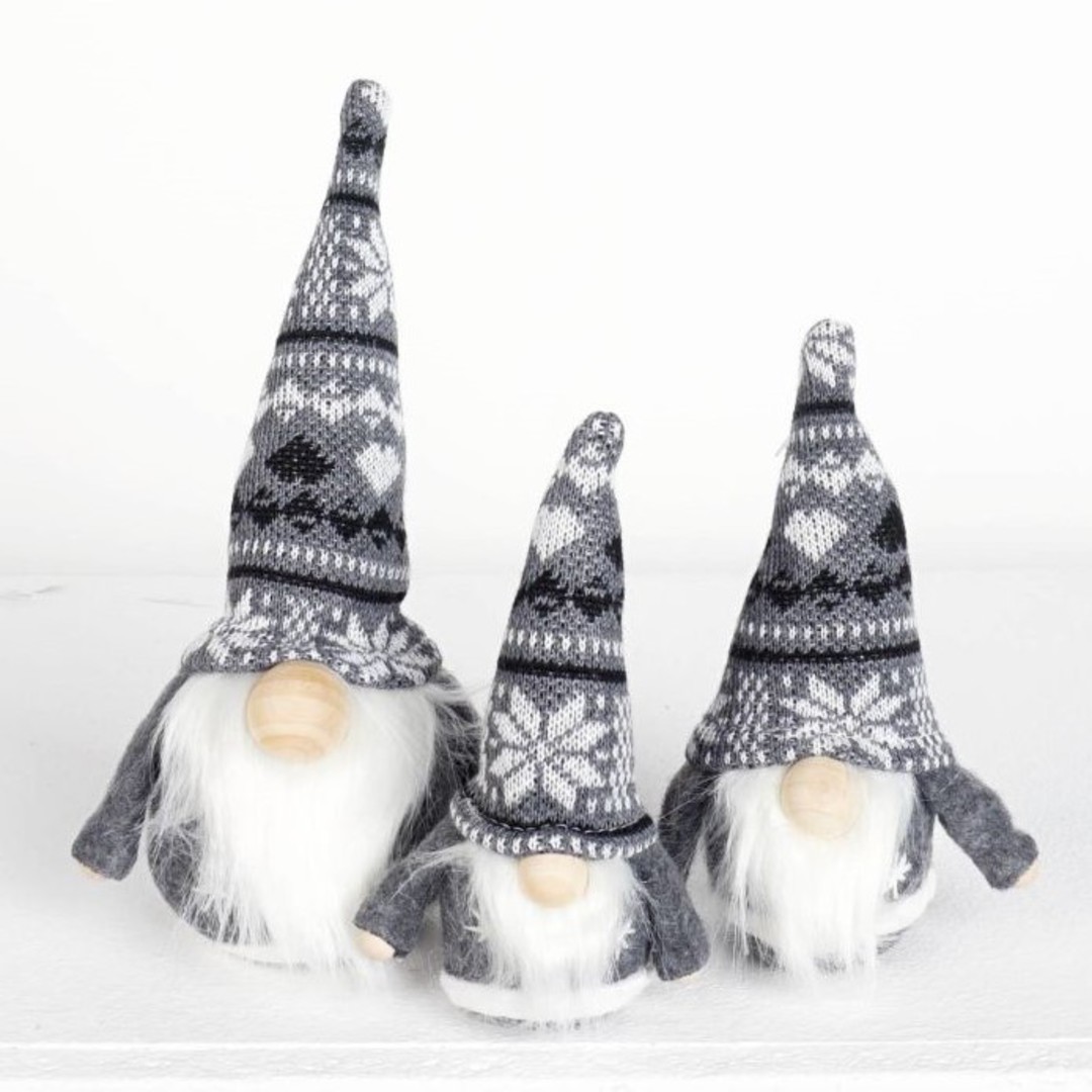Mini Santa Grey Knit Snowflake Hat image 0